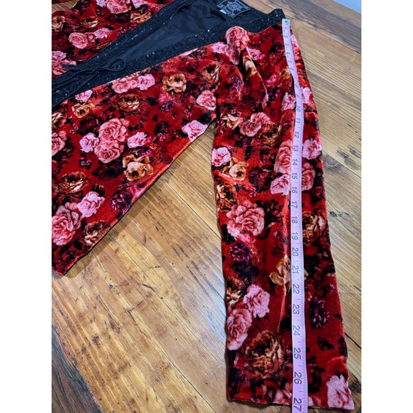 Johnny Was Women's Billie Short Kimono Velvet Floral Open Front Jacket Red Small - Picture 9 of 11
